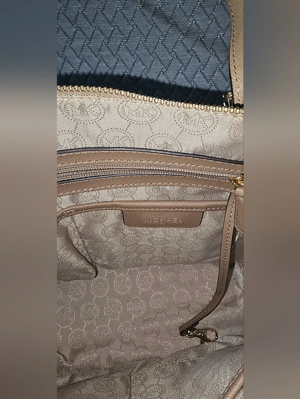 Authentic Michael Kors Beige Saffiano Leather Tote Bag